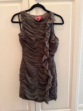 Twelve by Twelve Gray Ruffled Chiffon Mini Dress